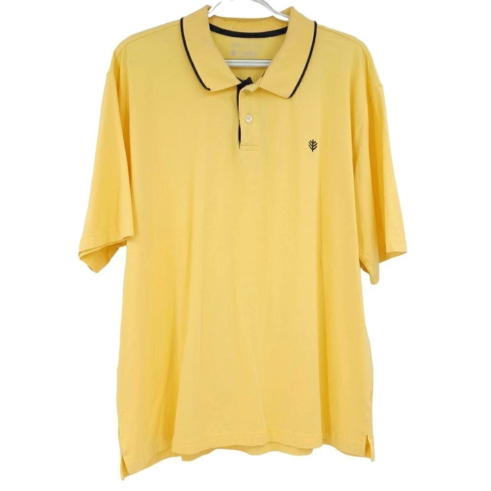 Coolibar UPF 50+ Yellow Polo Shirt Men's XL Short Sleeve Breathable Summer Beach